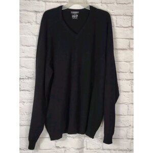 Clan Douglas Mens XXL Cashmere Wool V-Neck Sweater Scotland Made Black